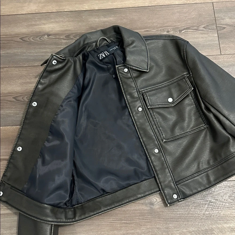 Zara Cropped Moto Jacket #76 - Picture 5 of 6